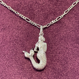 Dreamy La Sirena Necklace in Rhodium with a delicate mermaid charm, vintage-inspired design, and premium craftsmanship—exclusive to Xanthea Jewellery.