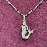 Dreamy La Sirena Necklace in Rhodium with a delicate mermaid charm, vintage-inspired design, and premium craftsmanship—exclusive to Xanthea Jewellery.