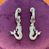 La Sirena Charm Earrings | Silver Mermaid