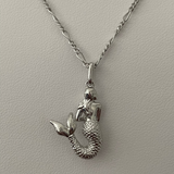 Dreamy La Sirena Necklace in Rhodium with a delicate mermaid charm, vintage-inspired design, and premium craftsmanship—exclusive to Xanthea Jewellery.