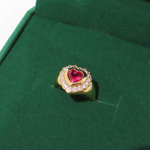 Close-up of the Verona Signet Ring heart stone and rosaline zirconia detail