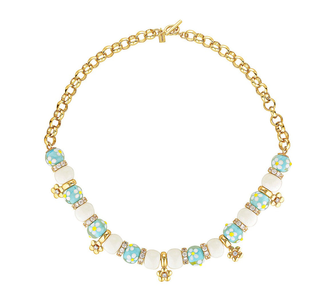 Xanthea-Jewellery-Alison-Necklace-Aqua-Floral-18K-Gold-Lampwork-Beads